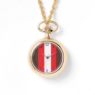 Brown, red and white stripes watch