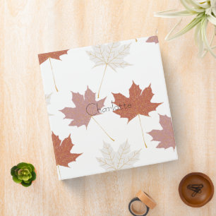 Brown Red Autumn Floral Leaves Y2K Pattern 3 Ring Binder