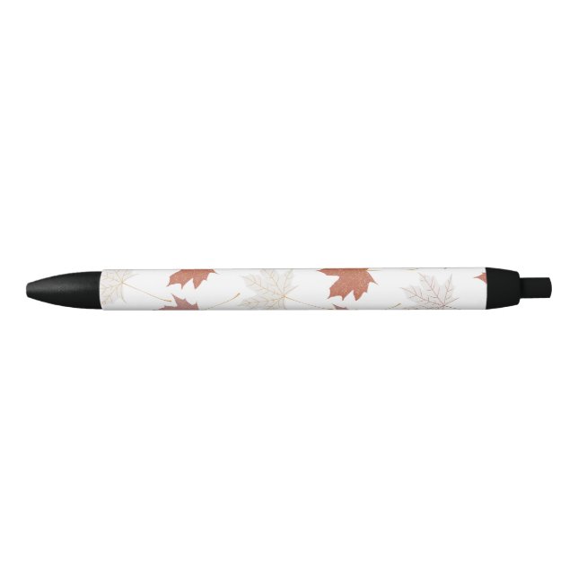 Brown Red Autumn Floral Leaves Y2K Pattern Pen (Front)