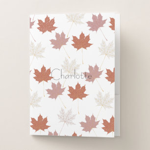 Brown Red Autumn Floral Leaves Y2K Pattern Pocket Folder