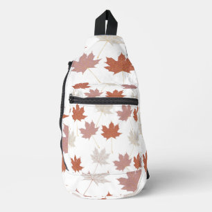 Brown Red Autumn Floral Leaves Y2K Pattern Sling Bag