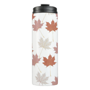 Brown Red Autumn Floral Leaves Y2K Pattern Thermal Tumbler