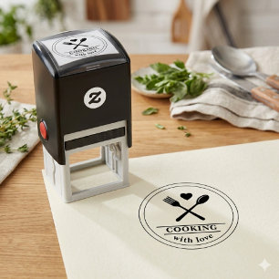 Brown Red Cooking With Logo  Self-inking Stamp