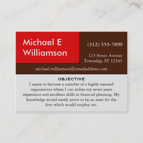 Brown Red Corner RESUME Business Cards