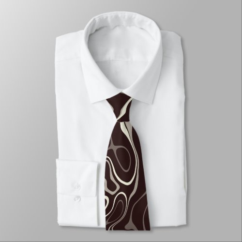 Brown red damascus abstract swirls cool pattern neck tie