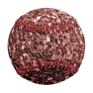 Brown red faux glitter sparkles bling baseball