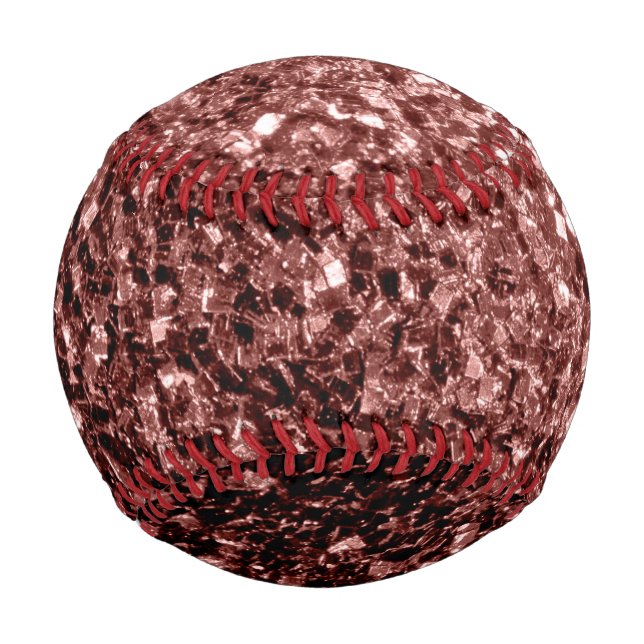Brown red faux glitter sparkles bling baseball (Front)