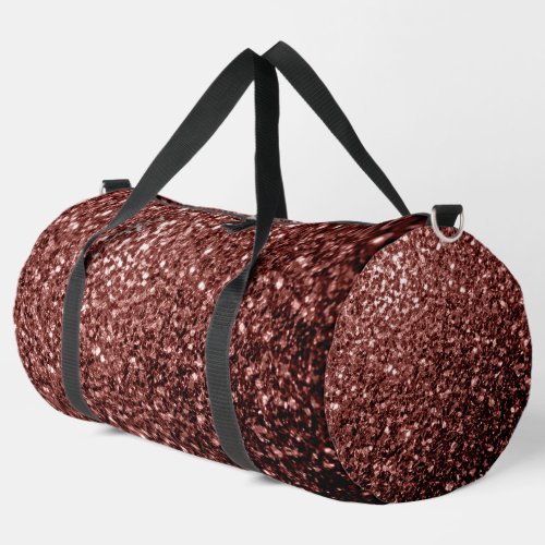 Brown red faux glitter sparkles duffle bag