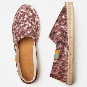 Brown Red faux Glitter sparkles Espadrilles