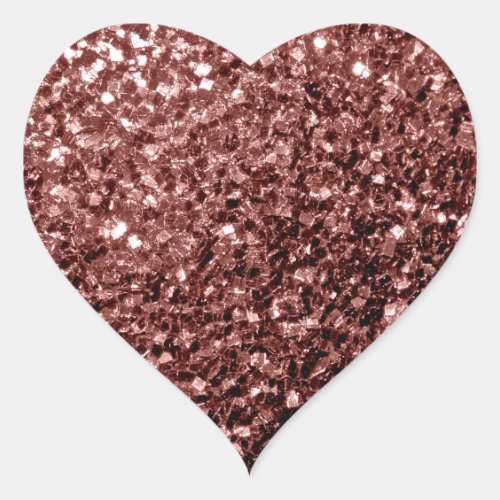 Brown Red faux Glitter sparkles Heart Sticker