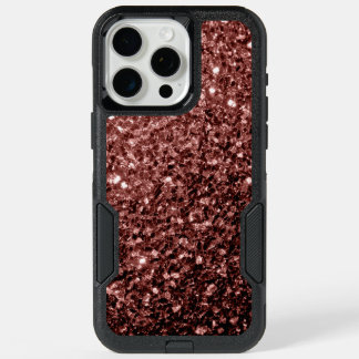 Brown red faux glitter sparkles iPhone 15 pro max case