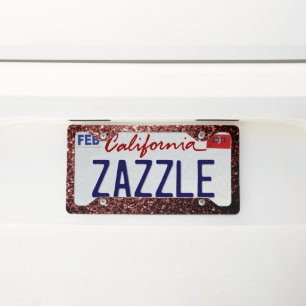 Brown Red faux Glitter sparkles License Plate Frame
