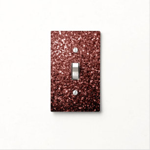 Brown Red faux Glitter sparkles Light Switch Cover