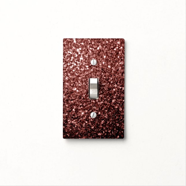 Brown Red faux Glitter sparkles Light Switch Cover (In Situ)
