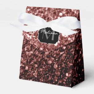 Brown Red faux Glitter sparkles Monogram Favor Boxes