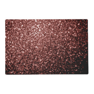 Brown Red faux Glitter sparkles Placemat