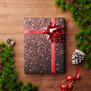 Brown Red faux Glitter sparkles Wrapping Paper