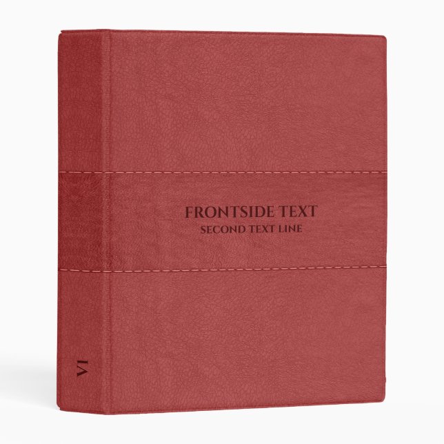 Brown Red Faux Leather Mini Binder (Front/Spine)