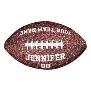 Brown red glitter sparkles Your name Team Football