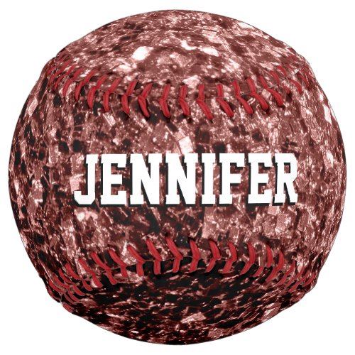 Brown red glitter sparkles Your name Team Softball