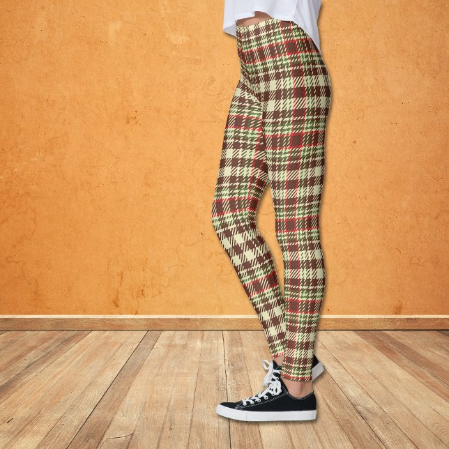 Brown Red Green Check Plaid Pattern Leggings (Creator Uploaded)