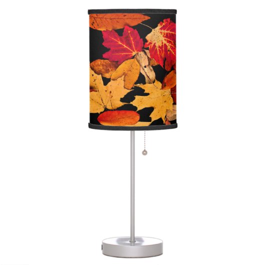 Brown Red Orange Yellow Autumn Foliage Tripod Lamp (Left)