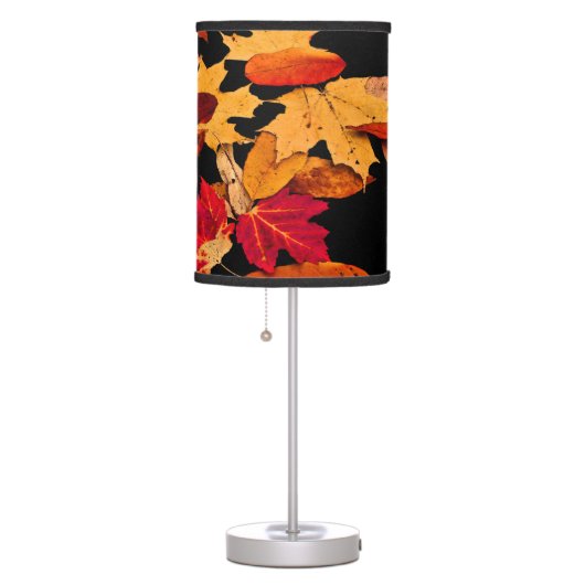 Brown Red Orange Yellow Autumn Foliage Tripod Lamp (Right)