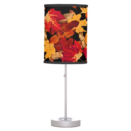Brown Red Orange Yellow Autumn Foliage Tripod Lamp (Front)