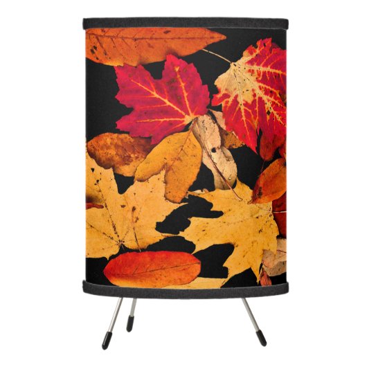 Brown Red Orange Yellow Autumn Foliage Tripod Lamp (Left)