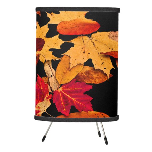 Brown Red Orange Yellow Autumn Foliage Tripod Lamp (Right)