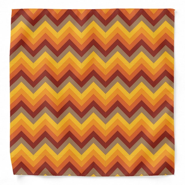 BROWN RED ORANGE YELLOW ZIG ZAG STRIPES BANDANA (Front)