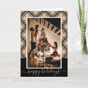 Brown & Red Plaid Photo Christmas Card