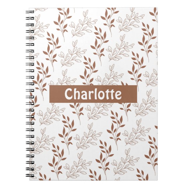 Brown Red Retro Vintage Leaf Pattern  Notebook (Front)