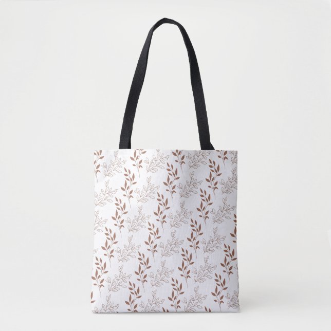 Brown Red Retro Vintage Leaf Pattern  Tote Bag (Front)