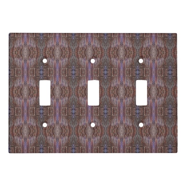 Brown Red Rustic Stripes Artistic Abstract Pattern Light Switch Cover (Front)