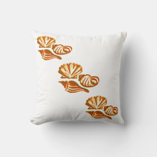 Brown Red Seashells Throw Pillow
