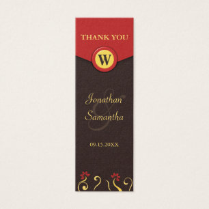 Brown Red Swirls Small Wedding Favour Favor Tags