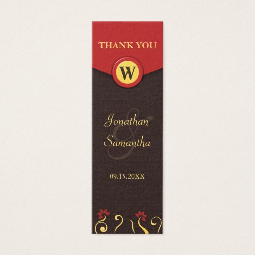 Brown Red Swirls Small Wedding Favour Favor Tags