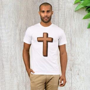Brown Religious Cross Mens T-Shirt