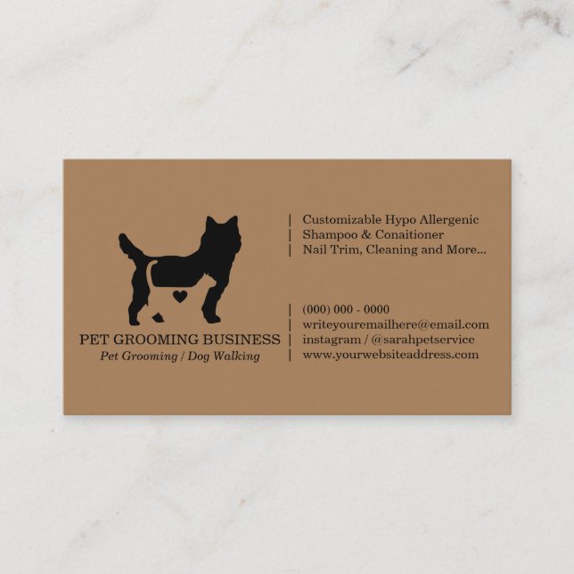 Brown Rescue Pet Care Business Card (Front)