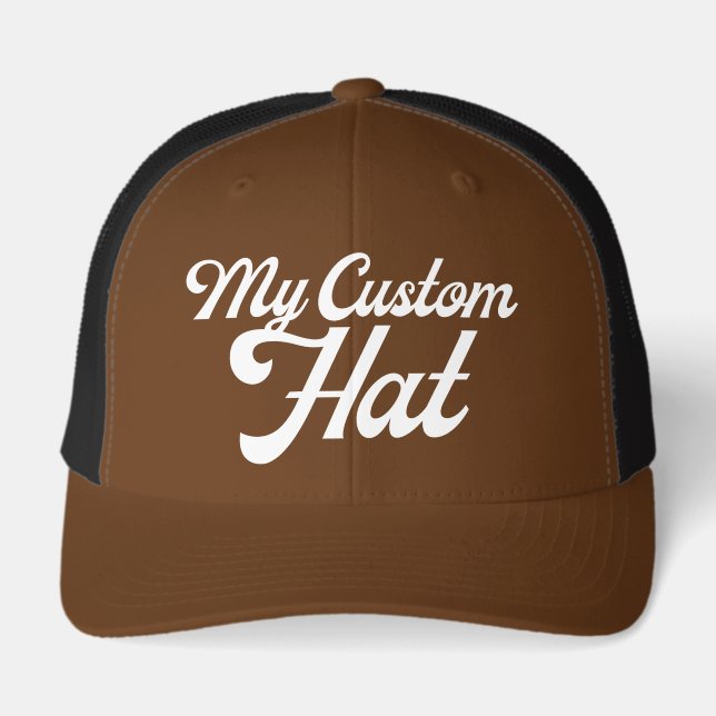BROWN Retro 6 Panel Custom Trucker Hat Blank (Front)