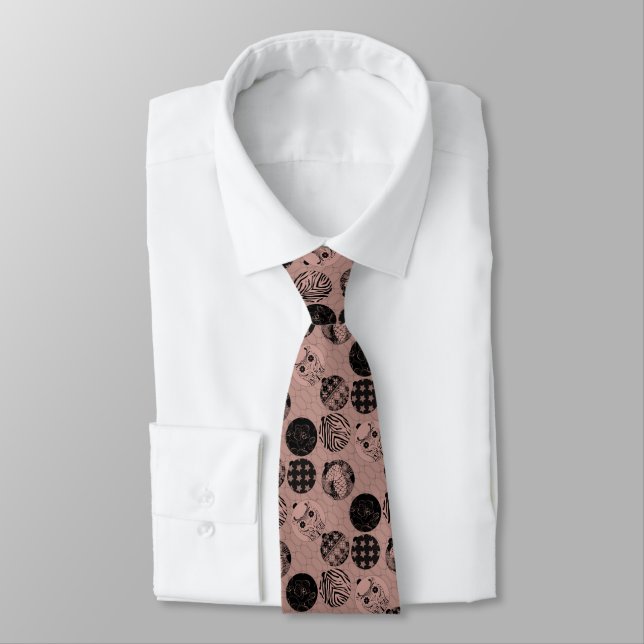 Brown Retro  Christmas pattern  new year  Neck Tie (Tied)