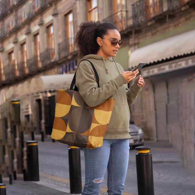 Brown retro circles tote bag (Creator Uploaded)