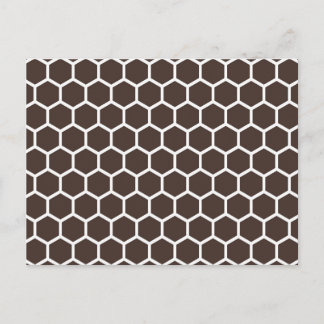 Brown Retro Colorful Modern Honeycomb Pattern Postcard