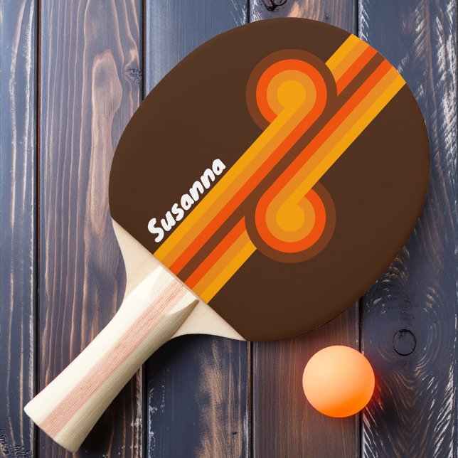 Brown Retro Loops with Name Ping Pong Paddle (Creator Uploaded)