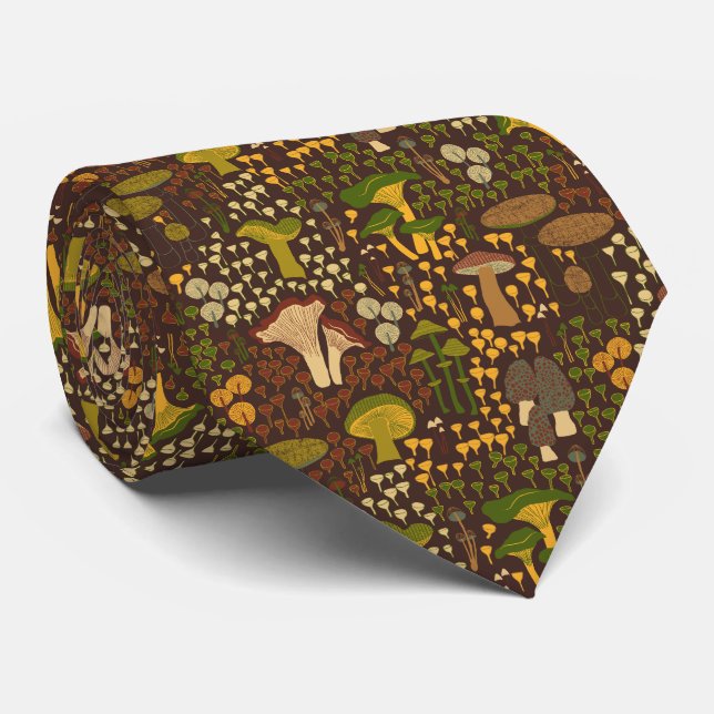 Brown Retro Mushroom Neck Tie (Rolled)