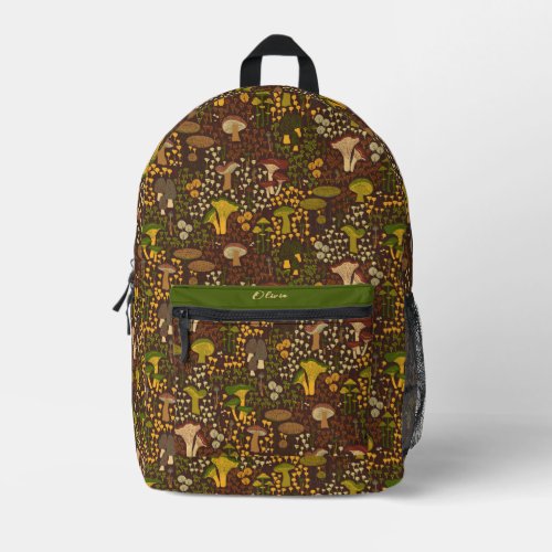 Brown Retro Mushroom Printed Backpack