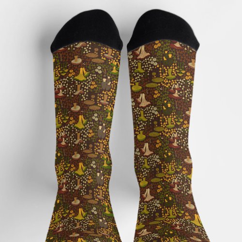 Brown Retro Mushroom Socks