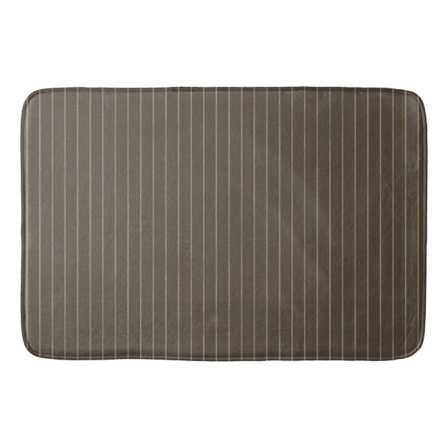 Brown retro pinstripes bath mat (Front)
