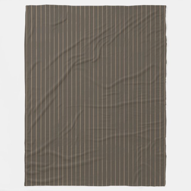 Brown retro pinstripes fleece blanket (Front)